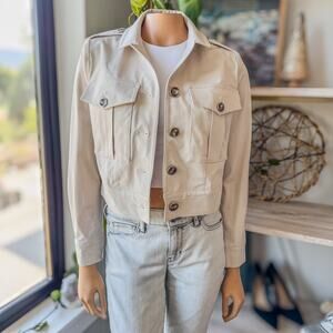 White House Black Market, Pearl Dust Cropped Utility Jacket-Women’s Size X-Small